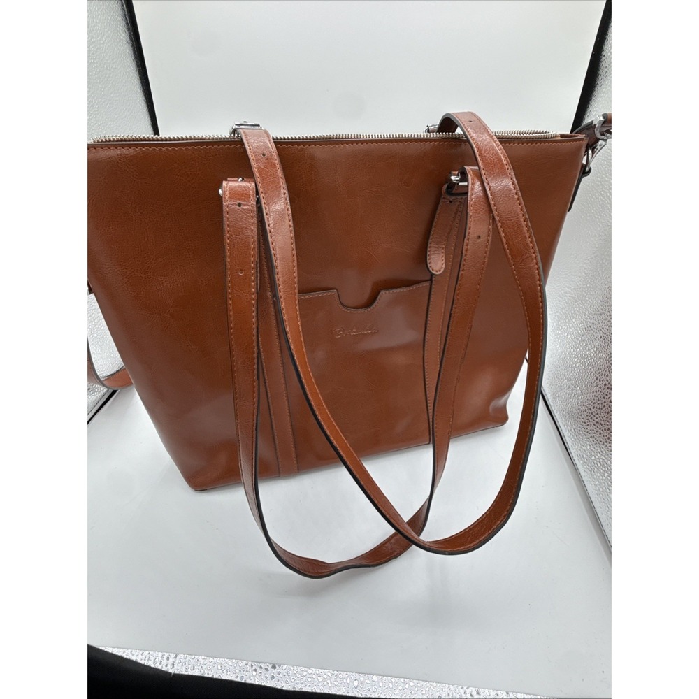BOSTANTEN Brown Leather Briefcase Shoulder Bag 17" Laptop Case - Picture 9 of 14